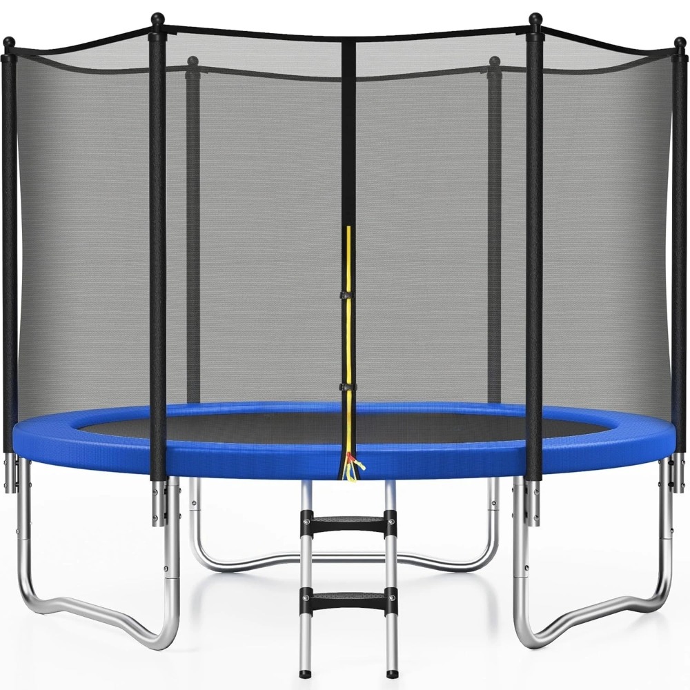 Outdoor Furniture In - 8FT Buitenrecreatie-trampoline met veiligheidsnet, roestvrije frameconstructie,