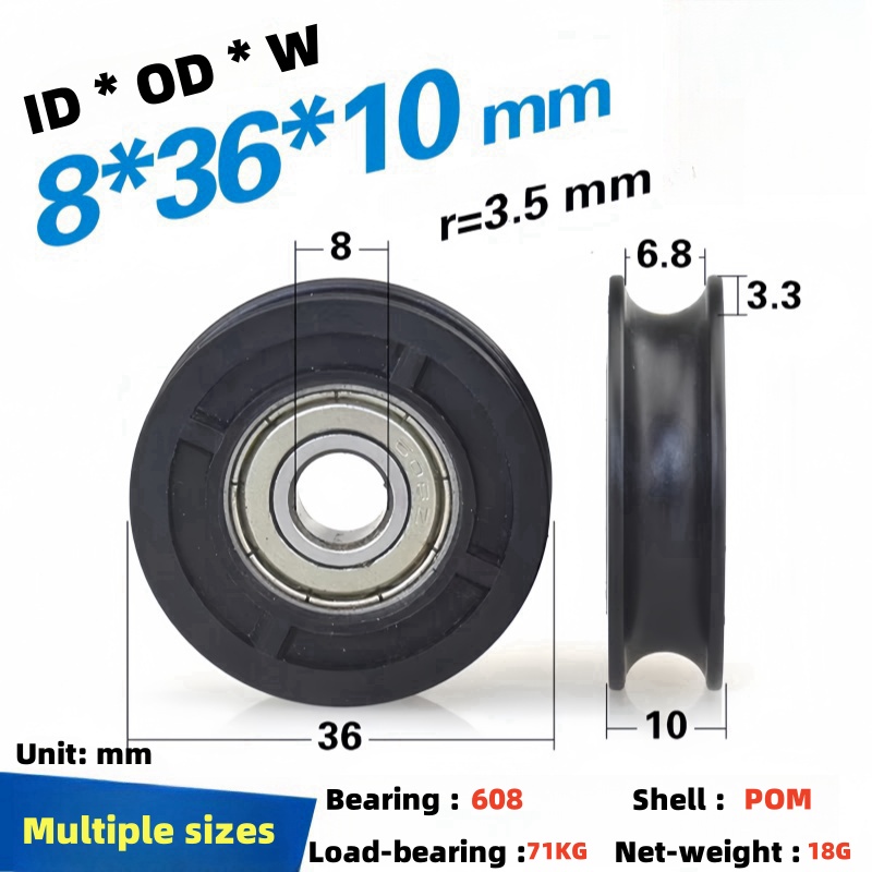 Outdoor Furniture Glides - 8 stuks 8x36x10mm608zz plastic geleidewiel omwikkeld