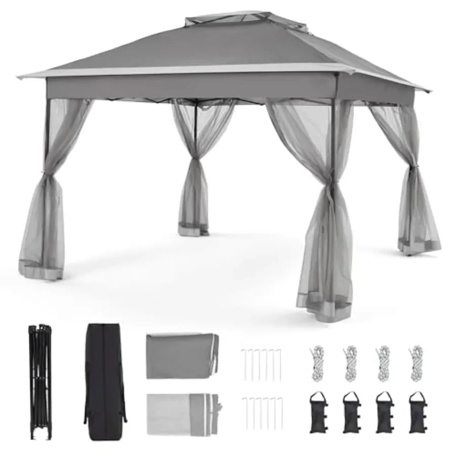 Gazebo Pop Up - 11x11 Pop-up Gazebo met Muskietengaas, eenvoudige