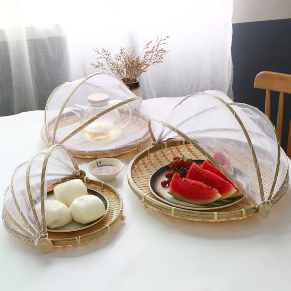 Outdoor Furniture Small - Bamboe Geweven Mand Anti-Muggen Net Fruit