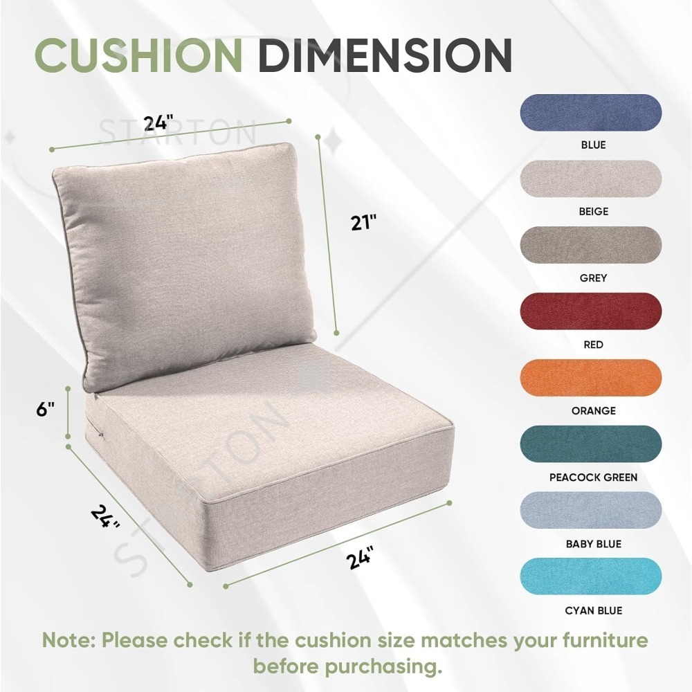 Outdoor Furniture Cushions 24 X 24 - Outdoor stoelkussens set van 3, waterdicht