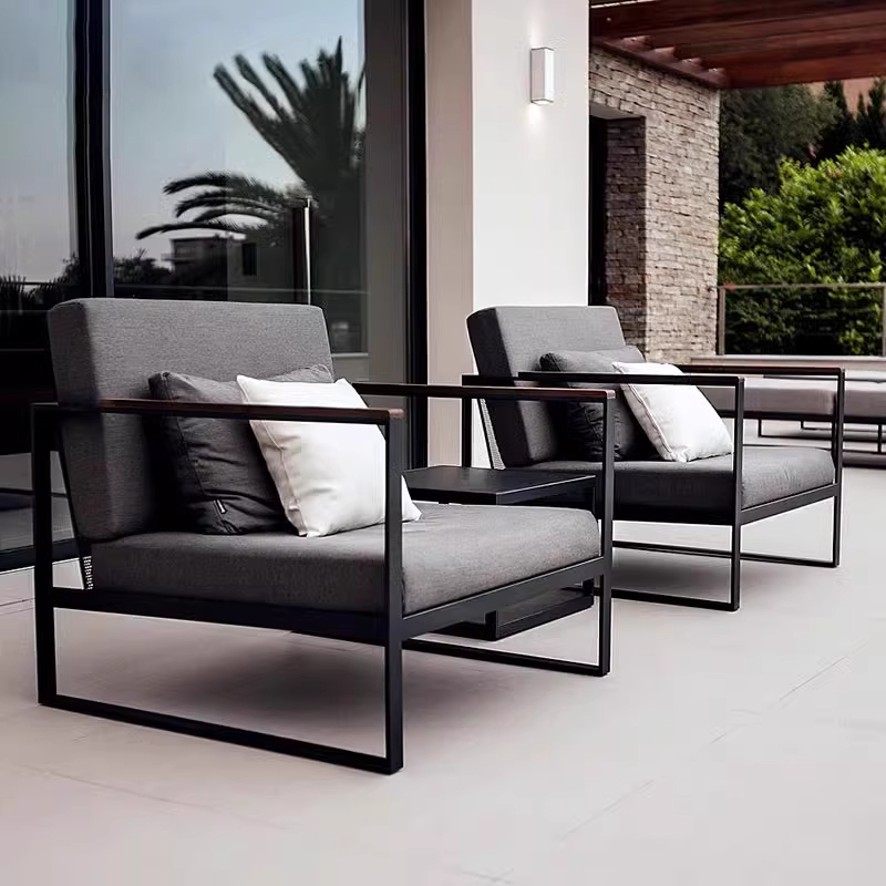 Outdoor Furniture Durable - ！@Moderne waterdichte, duurzame ijzeren roestvrijstalen bankstel