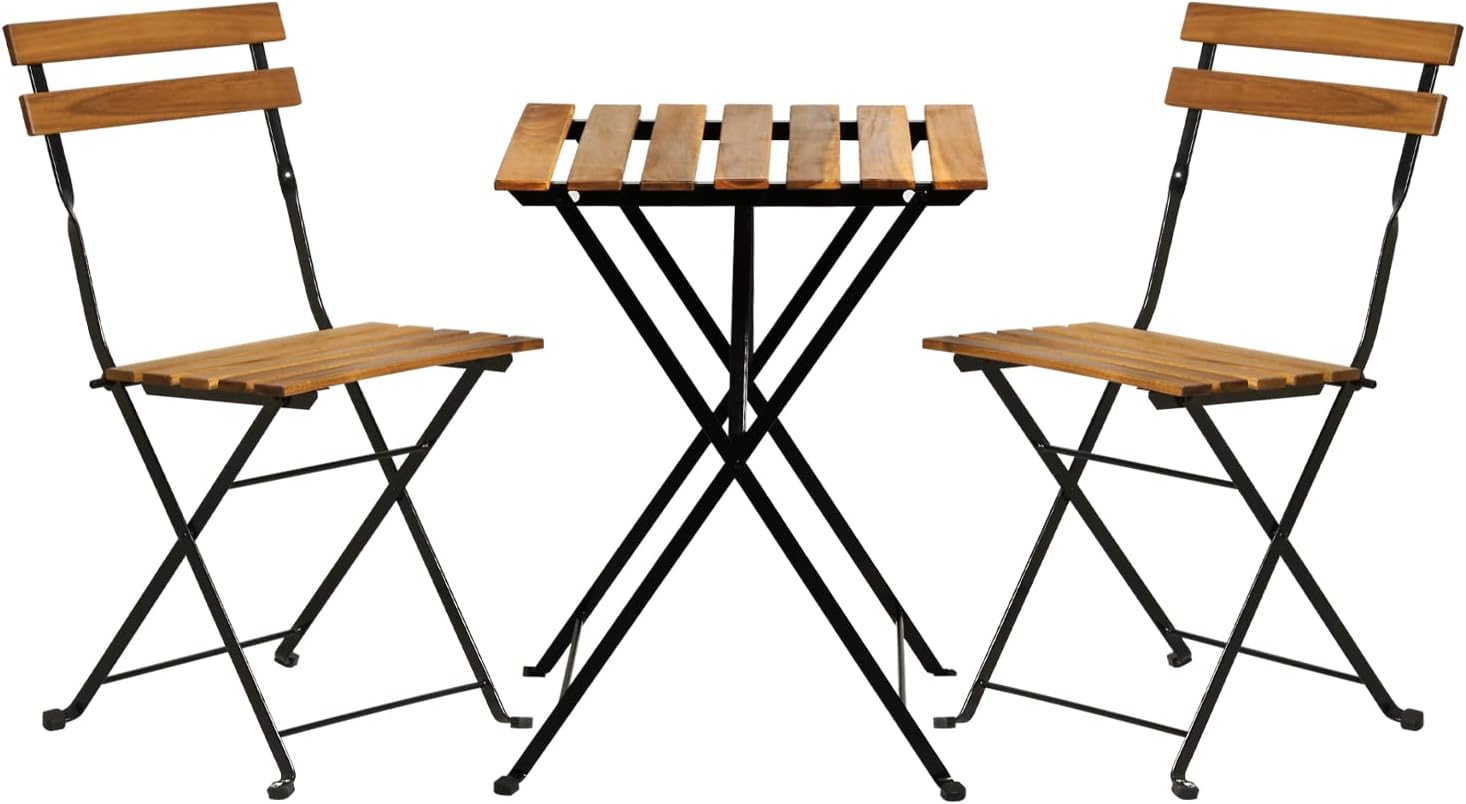 Outdoor Furniture Small - Natuurhouten 3-delige opvouwbare bistroset voor op