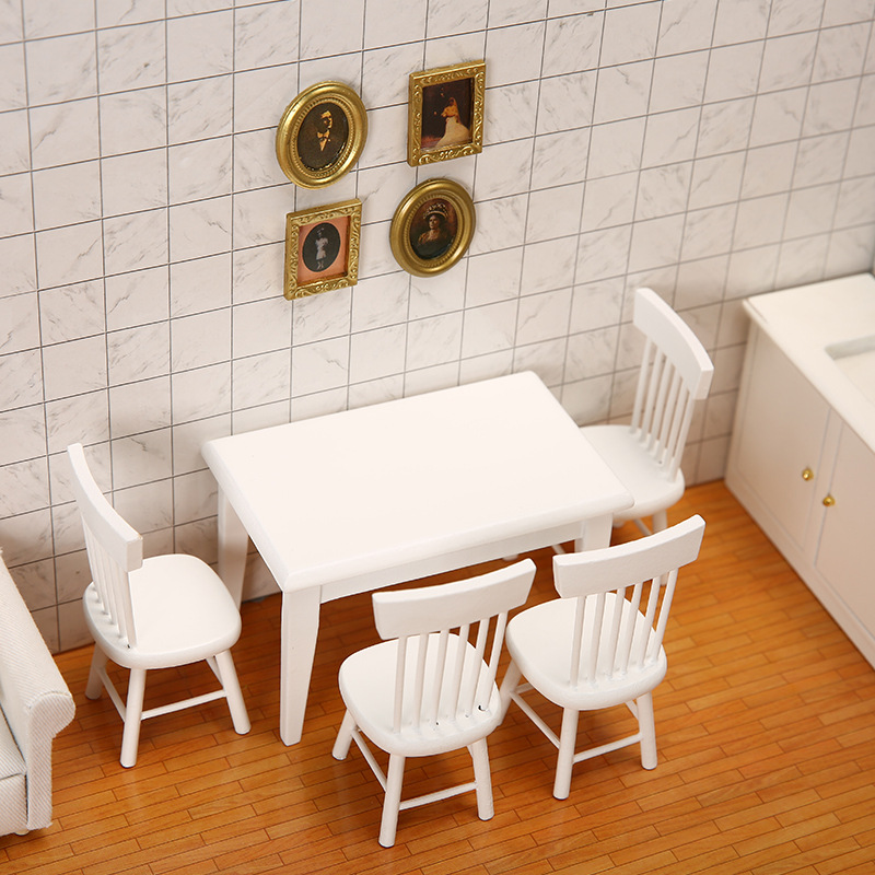 Bistro Table Set - Miniatuur poppenhuismeubilair Houten eettafel en stoel