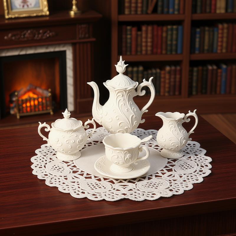 Bistro Table Set - 1 Set Simulatie Mini Bloem Relief