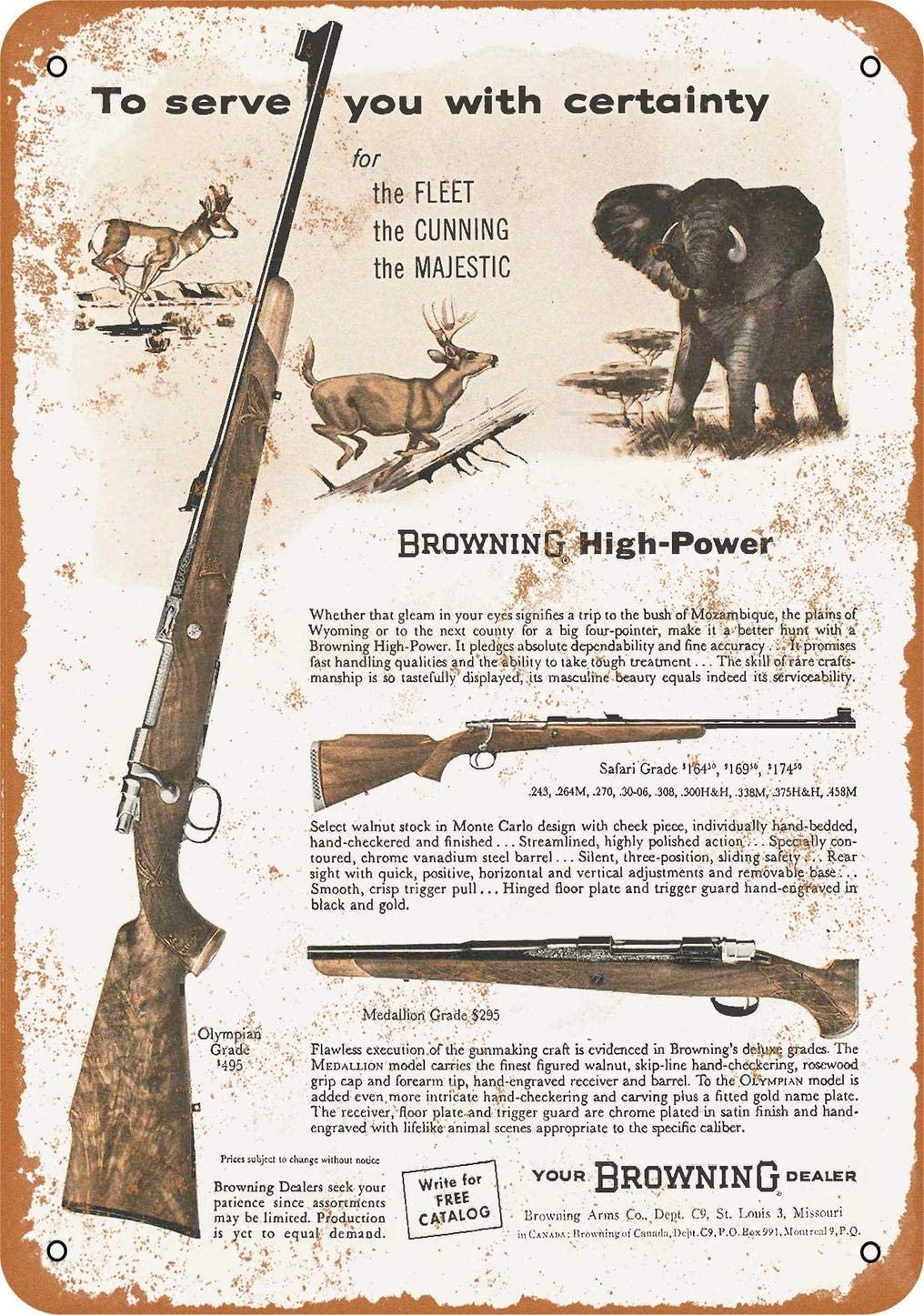 Outdoor Furniture Kitchener - Metalen Tin Bord 1961 Browning High-Power