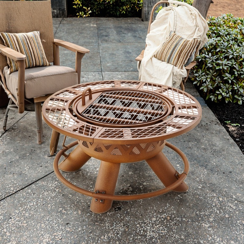 Outdoor Furniture And Fire Pit - 2026 Moderne Buitenhaard van Staal, Dubbel