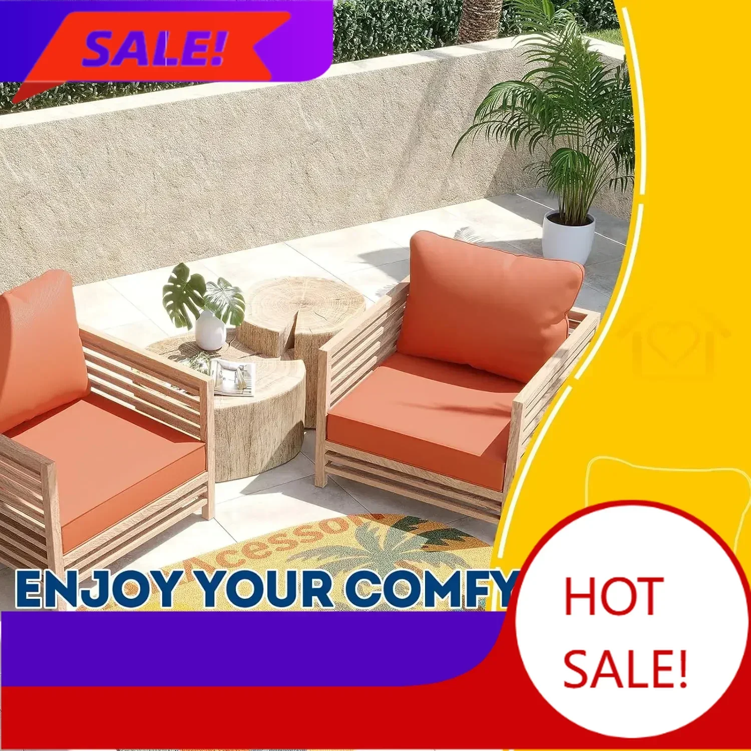 Outdoor Furniture Cushions 24 X 24 - Bestseller[XMSJ] Buitenkussens voor diepe stoelen, waterdicht,
