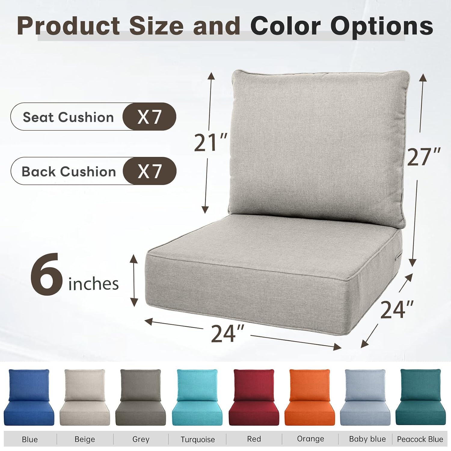 Outdoor Furniture Cushions 24 X 24 - 6