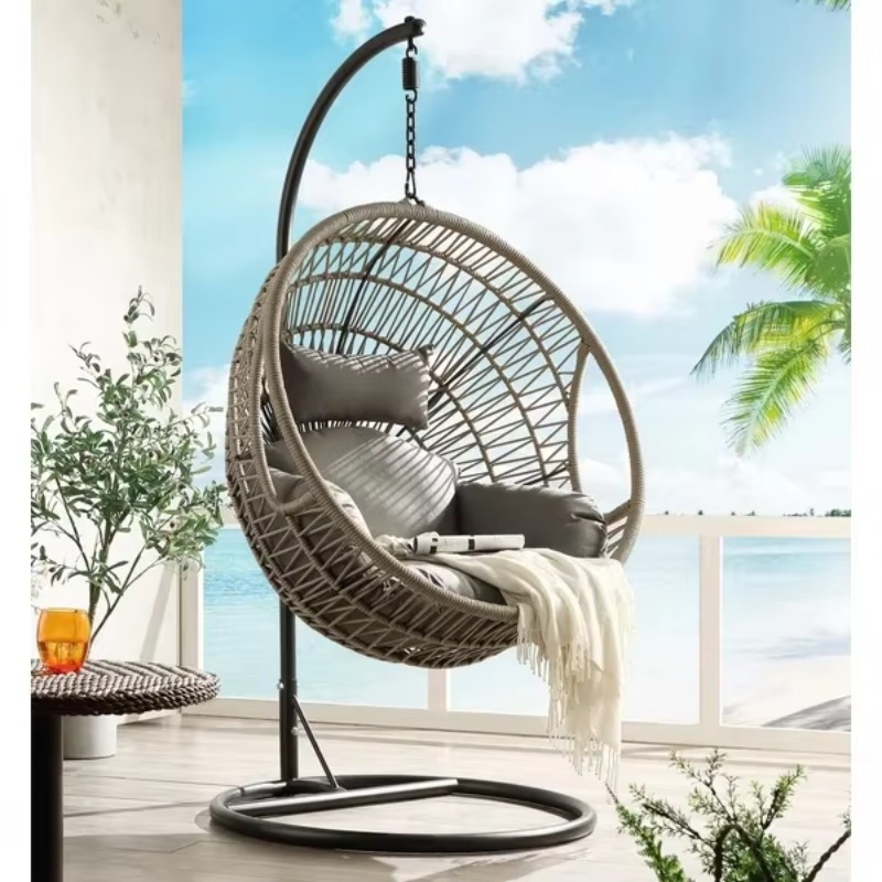 Hanging Egg Chair - Moderne eivormige hangstoel van rotan met