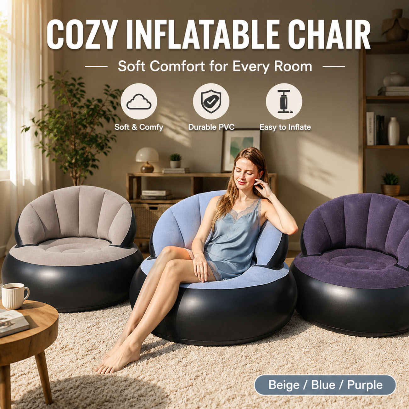 Outdoor Furniture Lounge - Opblaasbare stoel voor volwassenen, comfortabele lounge