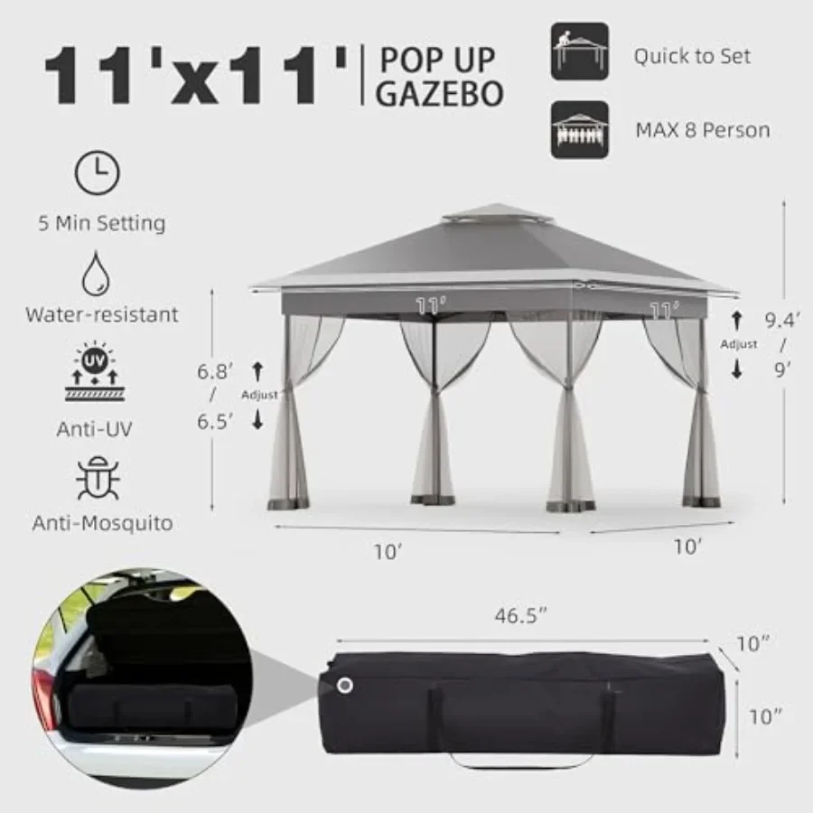 11x11 Pop-up Gazebo met Muskie - Gazebo Pop Up recensie en prijs