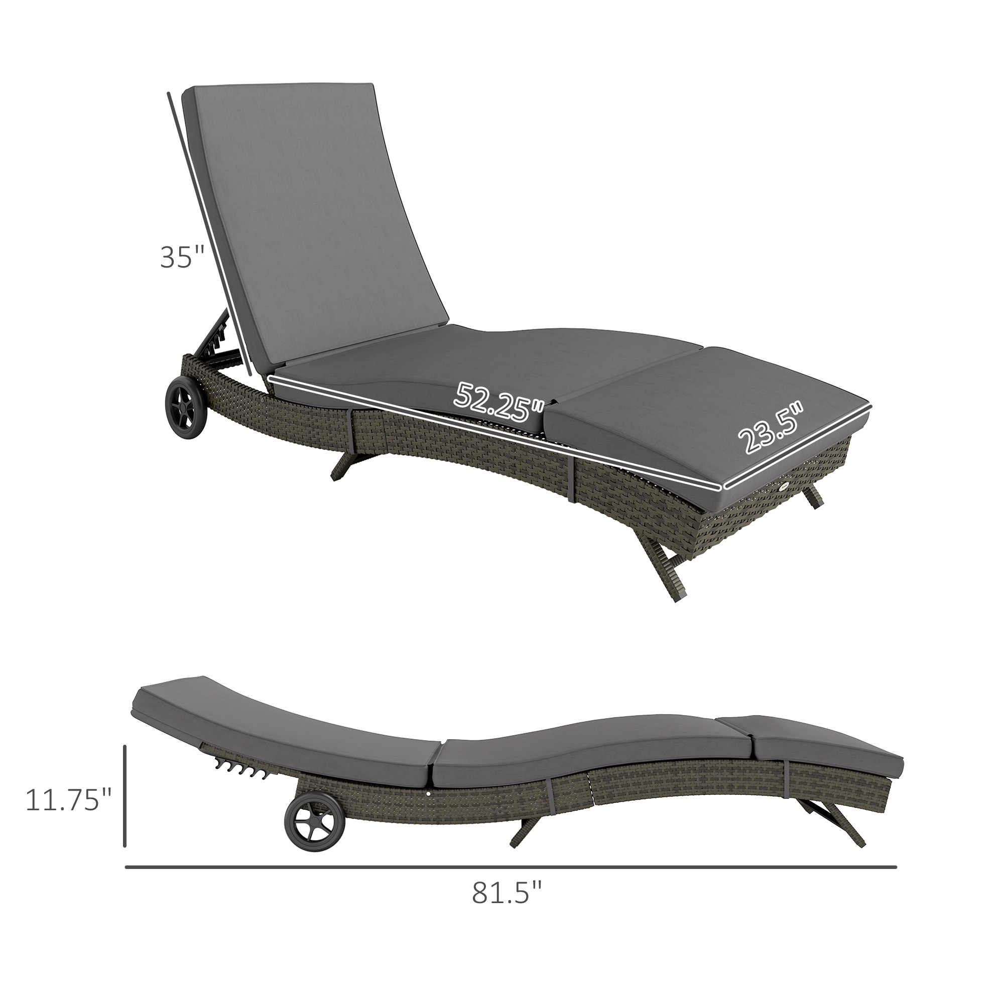 Buitenligstoel, PE-wicker, met - Outdoor Furniture Glides recensie en prijs