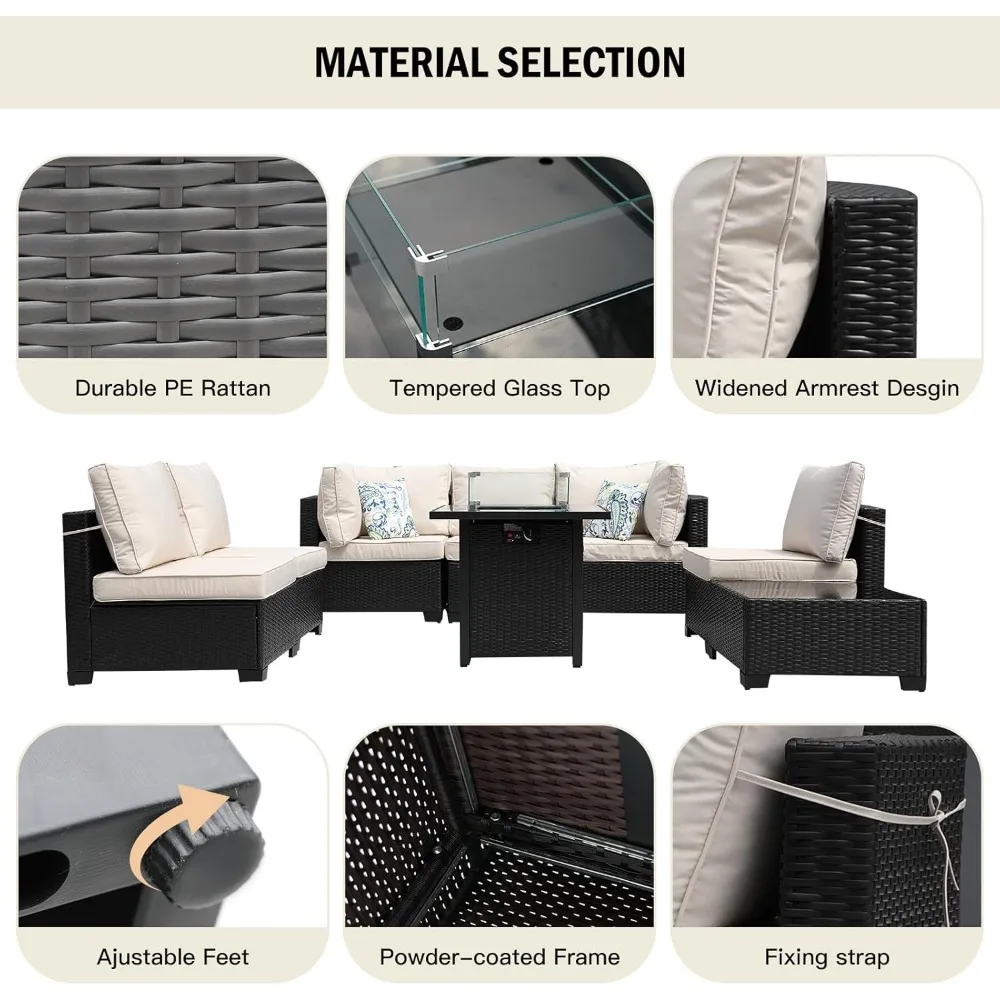 8-delige terrasmeubilair rotan - Outdoor Furniture And Fire Pit recensie en prijs