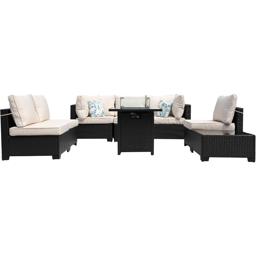 8-delige terrasmeubilair rotan - Outdoor Furniture And Fire Pit recensie en prijs