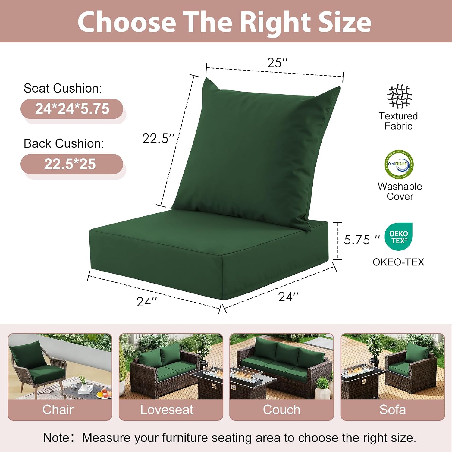 Outdoor diepe zitkussenset, 24 - Outdoor Furniture Cushions 24 X 24 recensie en prijs