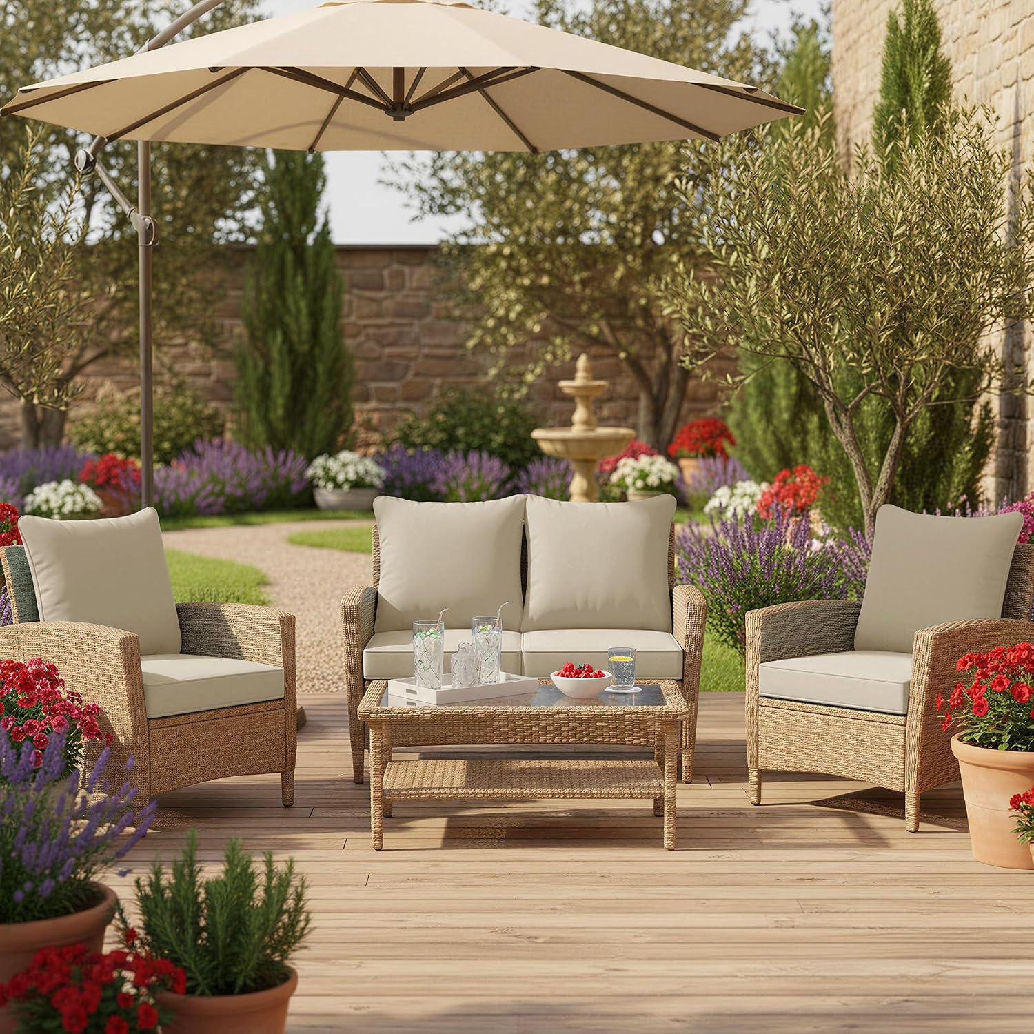 Buitenstoelkussens Set van 4,  - Outdoor Furniture Cushions 24 X 24 recensie en prijs