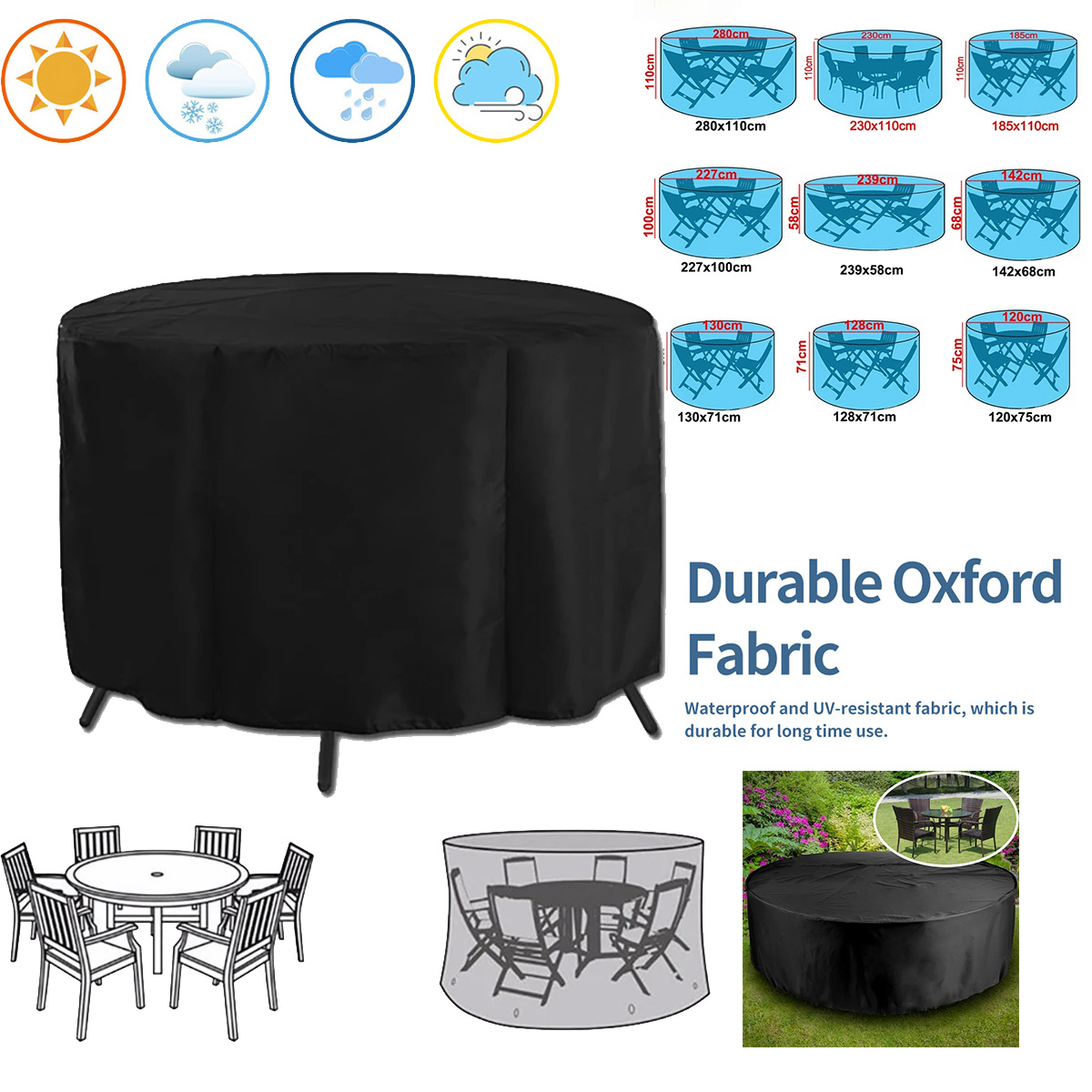 Ronde hoes voor tuinmeubelen,  - Outdoor Furniture Varnish recensie en prijs