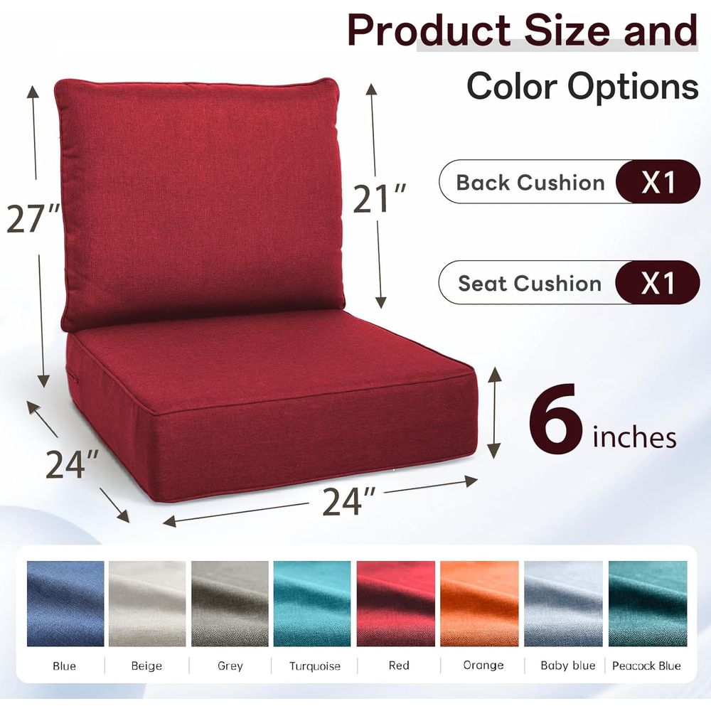 Luxe 6 inch dikke buitenkussen - Outdoor Furniture Cushions 24 X 24 recensie en prijs