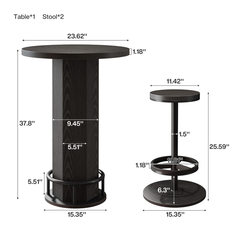 Custom Tribesigns Ronde Bartaf - Bistro Table Set recensie en prijs