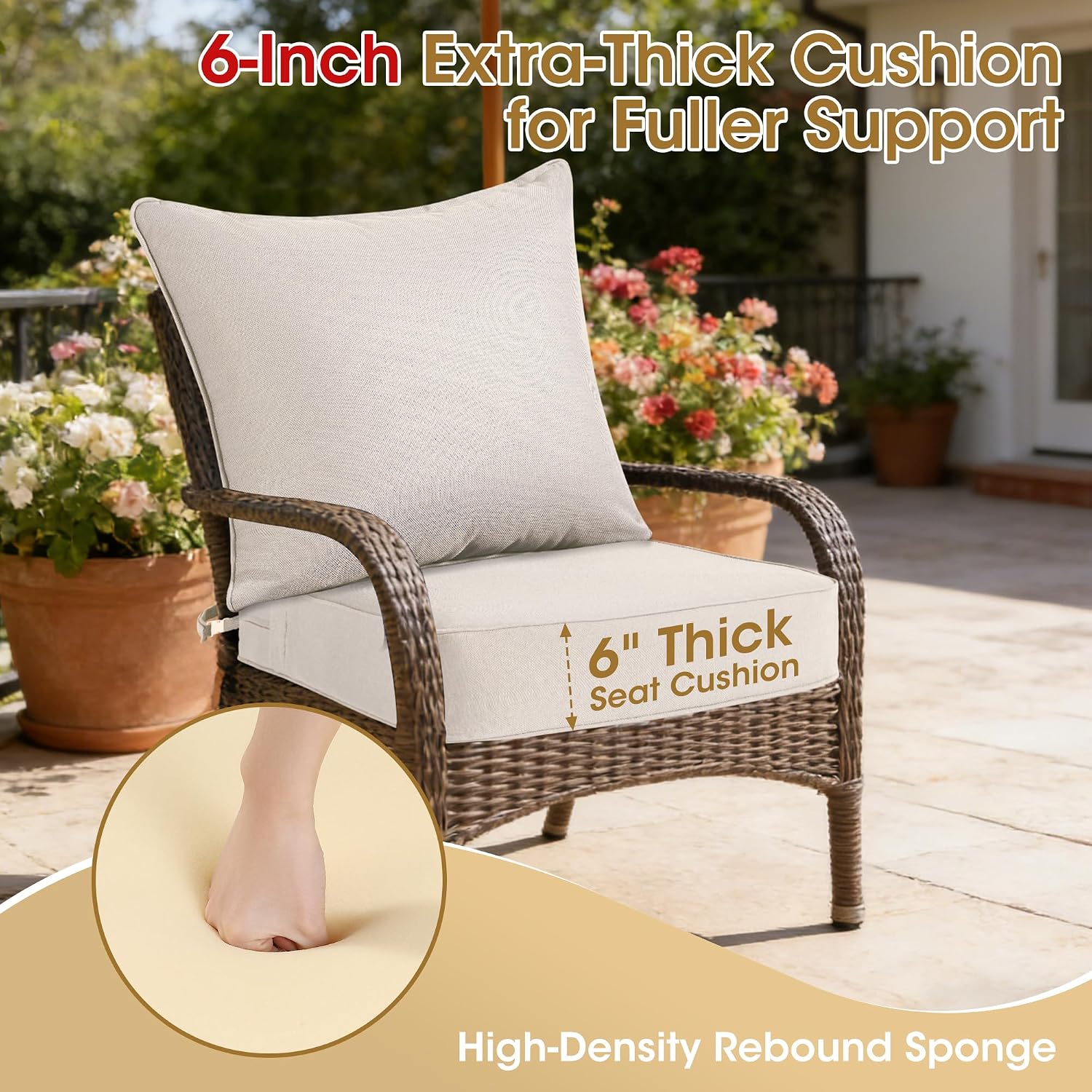 Beige Tuinmeubel Kussenset voo - Outdoor Furniture Cushions 24 X 24 recensie en prijs