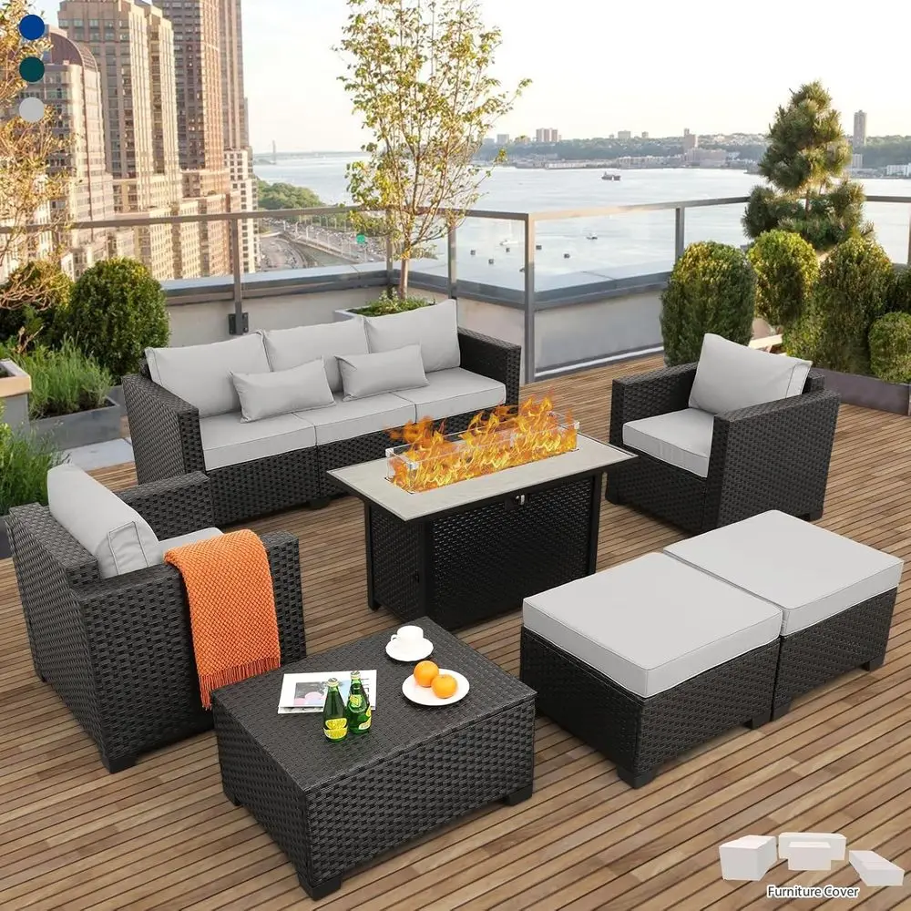 45-delige tuinmeubelset met 7  - Outdoor Furniture With Fire Pit Table recensie en prijs