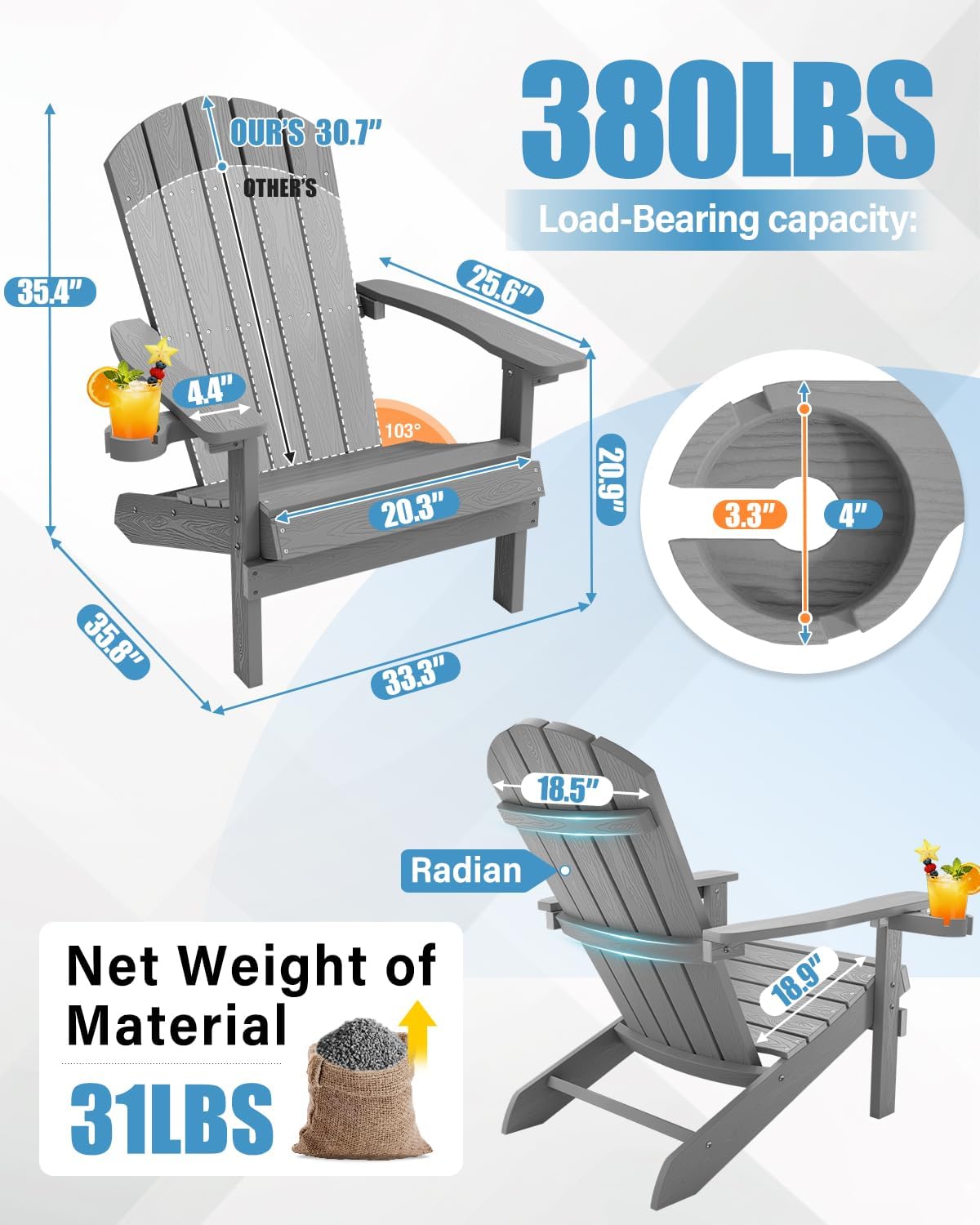 Weerbestendige Adirondack stoe - Outdoor Furniture And Fire Pit recensie en prijs