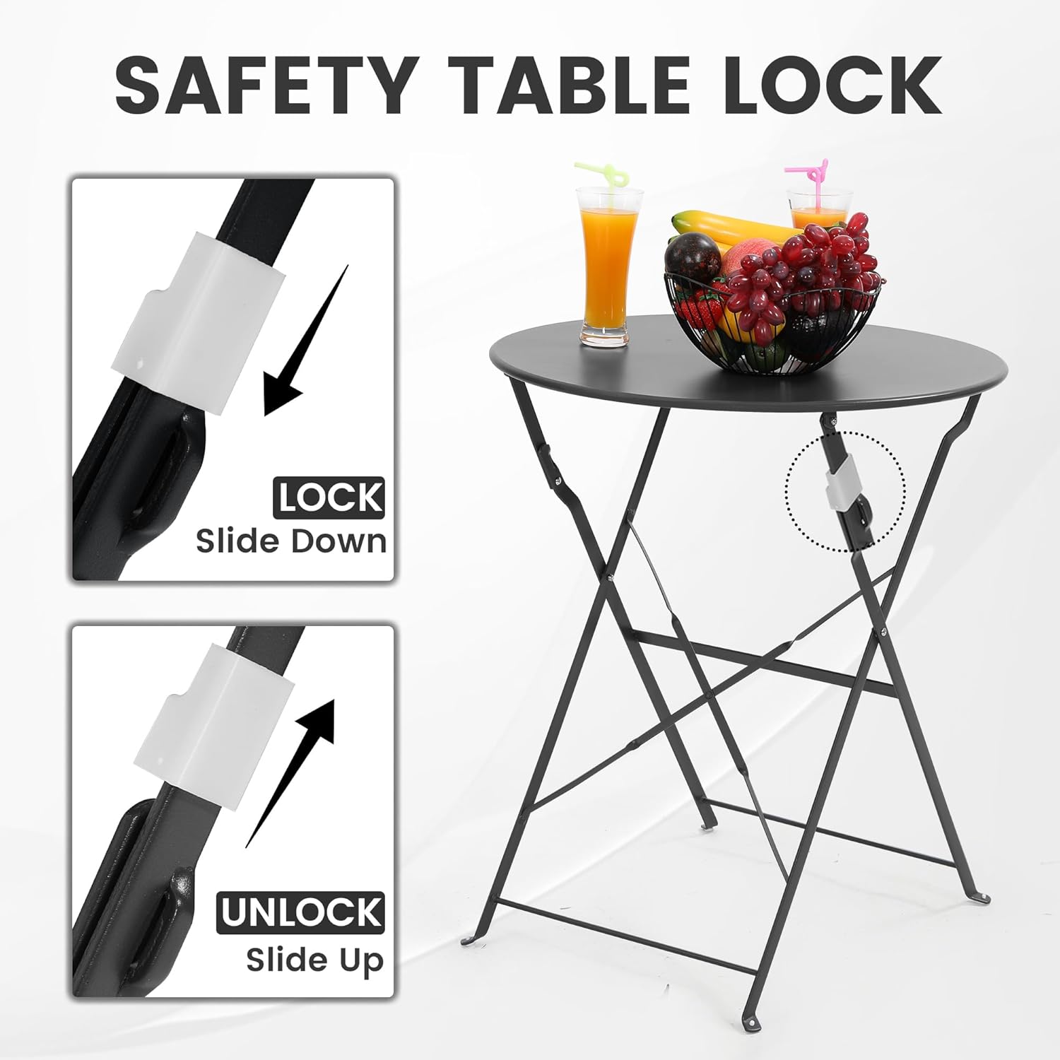 Ruimtebesparende zwarte 3-deli - Bistro Table Set recensie en prijs