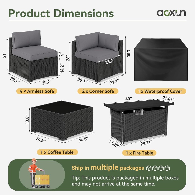 Aoxun 8-delige tuinmeubelset m - Outdoor Furniture And Fire Pit recensie en prijs