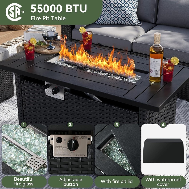 Aoxun 8-delige tuinmeubelset m - Outdoor Furniture And Fire Pit recensie en prijs
